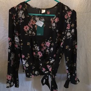 Black flowered top